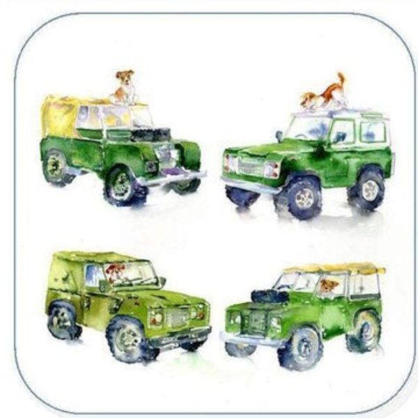 Sheila Gill Fine Art Off Road 4 x 4 Vehicles Coaster