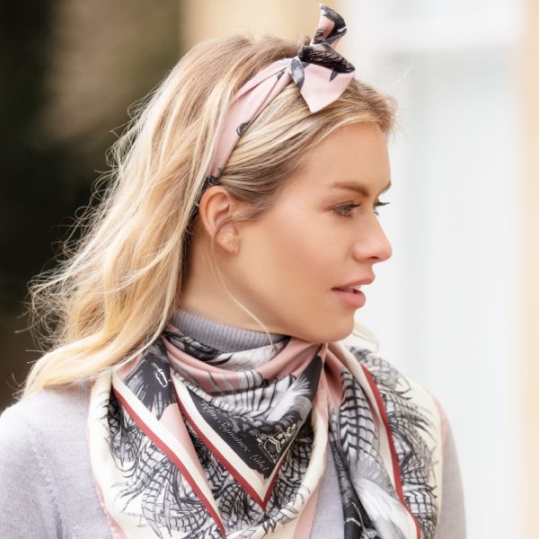 Clare Haggas Blush Pink Turf War Monochrome Silk Headband