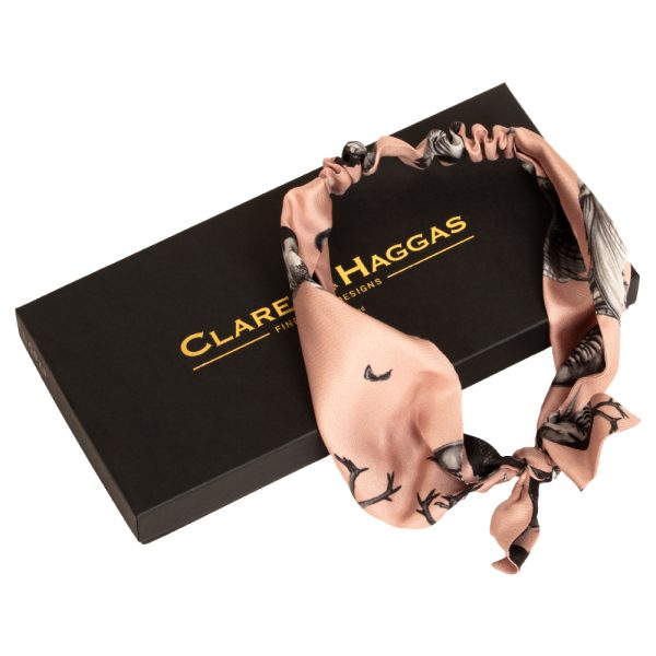 Clare Haggas Blush Pink Turf War Monochrome Silk Headband - Image 2